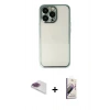 MARSİLYAN™- iPhone 13 Pro Max Kılıf Vadi Minimal - Siyah Bilvis 3D Mat Cam Ekran Koruyucu + Pers Alüminyum Kamera Lens - GI