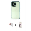 MARSİLYAN™- iPhone 13 Pro Max Kılıf Vadi Minimal - Siyah Bilvis 3D Mat Cam Ekran Koruyucu + Pers Alüminyum Kamera Lens - KI