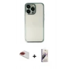 MARSİLYAN™- iPhone 13 Pro Max Kılıf Vadi Minimal - Siyah Bilvis 3D Mat Cam Ekran Koruyucu + Pers Alüminyum Kamera Lens - KI