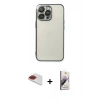 MARSİLYAN™- iPhone 13 Pro Max Kılıf Vadi Minimal - Siyah Bilvis 3D Mat Cam Ekran Koruyucu + Pers Alüminyum Kamera Lens - KI