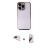 MARSİLYAN™- iPhone 13 Pro Max Kılıf Vadi Minimal - Siyah Bilvis 3D Mat Cam Ekran Koruyucu + Pers Alüminyum Kamera Lens - KI