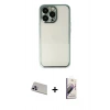 MARSİLYAN™- iPhone 13 Pro Max Kılıf Vadi Minimal - Siyah Bilvis 3D Mat Cam Ekran Koruyucu + Rainbow Kamera Lens Koruma Cam - MR