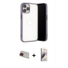 MARSİLYAN™- iPhone 13 Pro Max Kılıf Vadi Minimal - Siyah Bilvis 3D Mat Cam Ekran Koruyucu + Rainbow Kamera Lens Koruma Cam - KI