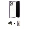 MARSİLYAN™- iPhone 13 Pro Max Kılıf Vadi Minimal - Siyah Bilvis 3D Mat Cam Ekran Koruyucu + Raze Metal Kamera Lens - GD