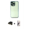 MARSİLYAN™- iPhone 13 Pro Max Kılıf Vadi Minimal - Siyah Bilvis 3D Mat Cam Ekran Koruyucu + Raze Metal Kamera Lens - GD
