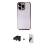 MARSİLYAN™- iPhone 13 Pro Max Kılıf Vadi Minimal - Siyah Bilvis 3D Mat Cam Ekran Koruyucu + Raze Metal Kamera Lens - GD