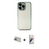 MARSİLYAN™- iPhone 13 Pro Max Kılıf Vadi Minimal - Siyah Bilvis 3D Mat Cam Ekran Koruyucu + Rose Gold Rainbow Kamera Lens Koruma Cam