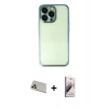 MARSİLYAN™- iPhone 13 Pro Max Kılıf Vadi Minimal - Siyah Bilvis 3D Mat Cam Ekran Koruyucu + Rose Gold Rainbow Kamera Lens Koruma Cam