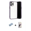 MARSİLYAN™- iPhone 13 Pro Max Kılıf Vadi Minimal - Siyah Bilvis 3D Mat Cam Ekran Koruyucu + Shine Kamera Lens Koruma Cam - MI