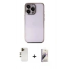 MARSİLYAN™- iPhone 13 Pro Max Kılıf Vadi Minimal - Siyah Bilvis 3D Mat Cam Ekran Koruyucu + Shine Kamera Lens - GD