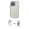 MARSİLYAN™- iPhone 13 Pro Max Kılıf Vadi Minimal - Siyah Bilvis 3D Mat Cam Ekran Koruyucu + Shine Kamera Lens - GD