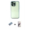 MARSİLYAN™- iPhone 13 Pro Max Kılıf Vadi Minimal - Siyah Bilvis 3D Mat Cam Ekran Koruyucu + Shine Kamera Lens Koruma Cam - PE