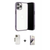 MARSİLYAN™- iPhone 13 Pro Max Kılıf Vadi Minimal - Siyah Bilvis 3D Mat Cam Ekran Koruyucu + Shine Kamera Lens - GD