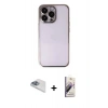MARSİLYAN™- iPhone 13 Pro Max Kılıf Vadi Minimal - Siyah Bilvis 3D Mat Cam Ekran Koruyucu + Pers Alüminyum Kamera Lens - SABE