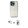 MARSİLYAN™- iPhone 13 Pro Max Kılıf Vadi Minimal - Siyah Bilvis 3D Mat Cam Ekran Koruyucu + Pers Alüminyum Kamera Lens - SABE