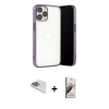 MARSİLYAN™- iPhone 13 Pro Max Kılıf Vadi Minimal - Siyah Bilvis 3D Mat Cam Ekran Koruyucu + Pers Alüminyum Kamera Lens - SABE