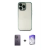 MARSİLYAN™- iPhone 13 Pro Max Kılıf Vadi Minimal - Siyah Bilvis 5in1 3D Magic Cam Ekran Koruyucu + Neon Fosforlu Kamera Lens - BZ