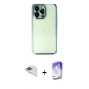MARSİLYAN™- iPhone 13 Pro Max Kılıf Vadi Minimal - Siyah Bilvis 5in1 3D Magic Cam Ekran Koruyucu + Gökkuşağı Pers Alüminyum Kamera Lens