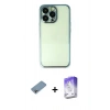 MARSİLYAN™- iPhone 13 Pro Max Kılıf Vadi Minimal - Siyah Bilvis 5in1 3D Magic Cam Ekran Koruyucu + Gökkuşağı Shine Kamera Lens Koruma Cam