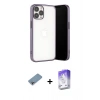 MARSİLYAN™- iPhone 13 Pro Max Kılıf Vadi Minimal - Siyah Bilvis 5in1 3D Magic Cam Ekran Koruyucu + Gökkuşağı Shine Kamera Lens Koruma Cam