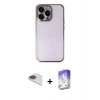 MARSİLYAN™- iPhone 13 Pro Max Kılıf Vadi Minimal - Siyah Bilvis 5in1 3D Magic Cam Ekran Koruyucu + Gökkuşağı Pers Alüminyum Kamera Lens