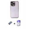 MARSİLYAN™- iPhone 13 Pro Max Kılıf Vadi Minimal - Siyah Bilvis 5in1 3D Magic Cam Ekran Koruyucu + Kırmızı Metal Kamera Lens Koruma Cam