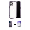 MARSİLYAN™- iPhone 13 Pro Max Kılıf Vadi Minimal - Siyah Bilvis 5in1 3D Magic Cam Ekran Koruyucu + Neon Fosforlu Kamera Lens - MI
