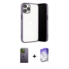 MARSİLYAN™- iPhone 13 Pro Max Kılıf Vadi Minimal - Siyah Bilvis 5in1 3D Magic Cam Ekran Koruyucu + Neon Fosforlu Kamera Lens - YL