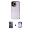 MARSİLYAN™- iPhone 13 Pro Max Kılıf Vadi Minimal - Siyah Bilvis 5in1 3D Magic Cam Ekran Koruyucu + Neon Fosforlu Kamera Lens - MI