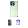 MARSİLYAN™- iPhone 13 Pro Max Kılıf Vadi Minimal - Siyah Bilvis 5in1 3D Magic Cam Ekran Koruyucu + Neon Fosforlu Kamera Lens - MI