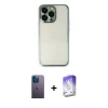 MARSİLYAN™- iPhone 13 Pro Max Kılıf Vadi Minimal - Siyah Bilvis 5in1 3D Magic Cam Ekran Koruyucu + Neon Fosforlu Kamera Lens - MI