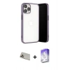 MARSİLYAN™- iPhone 13 Pro Max Kılıf Vadi Minimal - Siyah Bilvis 5in1 3D Magic Cam Ekran Koruyucu + Rainbow Kamera Lens Koruma Cam - REGD