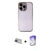 MARSİLYAN™- iPhone 13 Pro Max Kılıf Vadi Minimal - Siyah Bilvis 5in1 3D Magic Cam Ekran Koruyucu + Rainbow Kamera Lens Koruma Cam - MI