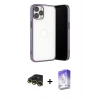 MARSİLYAN™- iPhone 13 Pro Max Kılıf Vadi Minimal - Siyah Bilvis 5in1 3D Magic Cam Ekran Koruyucu + Raze Metal Kamera Lens - GD