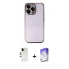 MARSİLYAN™- iPhone 13 Pro Max Kılıf Vadi Minimal - Siyah Bilvis 5in1 3D Magic Cam Ekran Koruyucu + Shine Kamera Lens - GD