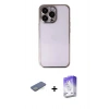MARSİLYAN™- iPhone 13 Pro Max Kılıf Vadi Minimal - Siyah Bilvis 5in1 3D Magic Cam Ekran Koruyucu + Yeşil Renkli Kamera Lens Koruma Cam
