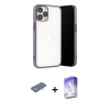 MARSİLYAN™- iPhone 13 Pro Max Kılıf Vadi Minimal - Siyah Bilvis 5in1 3D Magic Cam Ekran Koruyucu + Yeşil Renkli Kamera Lens Koruma Cam