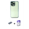MARSİLYAN™- iPhone 13 Pro Max Kılıf Vadi Minimal - Siyah Bilvis 5in1 3D Magic Cam Ekran Koruyucu + Yeşil Renkli Kamera Lens Koruma Cam