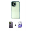 MARSİLYAN™- iPhone 13 Pro Max Kılıf Vadi Minimal - Siyah Bilvis 5in1 5D Magic Hayalet Cam Ekran Koruyucu + Neon Fosforlu Kamera Lens - YL