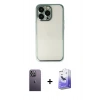MARSİLYAN™- iPhone 13 Pro Max Kılıf Vadi Minimal - Siyah Bilvis 5in1 5D Magic Hayalet Cam Ekran Koruyucu + Neon Fosforlu Kamera Lens - BZ