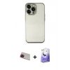 MARSİLYAN™- iPhone 13 Pro Max Kılıf Vadi Minimal - Siyah Bilvis 5in1 5D Magic Hayalet Cam Ekran Koruyucu + Rainbow Kamera Lens Koruma Cam - KI