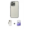 MARSİLYAN™- iPhone 13 Pro Max Kılıf Vadi Minimal - Siyah Bilvis 5in1 5D Magic Hayalet Cam Ekran Koruyucu + Gold Shine Kamera Lens