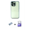 MARSİLYAN™- iPhone 13 Pro Max Kılıf Vadi Minimal - Siyah Bilvis 5in1 5D Magic Hayalet Cam Ekran Koruyucu + Mavi Shine Kamera Lens Koruma Cam