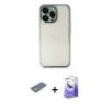 MARSİLYAN™- iPhone 13 Pro Max Kılıf Vadi Minimal - Siyah Bilvis 5in1 5D Magic Hayalet Cam Ekran Koruyucu + Renkli Kamera Lens Koruma Cam - SI