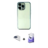 MARSİLYAN™- iPhone 13 Pro Max Kılıf Vadi Minimal - Siyah Bilvis 5in1 5D Magic Hayalet Cam Ekran Koruyucu + Pers Alüminyum Kamera Lens - LT