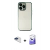 MARSİLYAN™- iPhone 13 Pro Max Kılıf Vadi Minimal - Siyah Bilvis 5in1 5D Magic Hayalet Cam Ekran Koruyucu + Pers Alüminyum Kamera Lens - LT