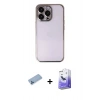 MARSİLYAN™- iPhone 13 Pro Max Kılıf Vadi Minimal - Siyah Bilvis 5in1 5D Magic Hayalet Cam Ekran Koruyucu + Mavi Shine Kamera Lens Koruma Cam