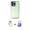 MARSİLYAN™- iPhone 13 Pro Max Kılıf Vadi Minimal - Siyah Bilvis 5in1 5D Magic Hayalet Cam Ekran Koruyucu + Gold Shine Kamera Lens