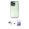 MARSİLYAN™- iPhone 13 Pro Max Kılıf Vadi Minimal - Siyah Bilvis 5in1 5D Magic Hayalet Cam Ekran Koruyucu + Pers Alüminyum Kamera Lens - GI