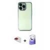 MARSİLYAN™- iPhone 13 Pro Max Kılıf Vadi Minimal - Siyah Bilvis 5in1 5D Magic Hayalet Cam Ekran Koruyucu + Pers Alüminyum Kamera Lens - KI